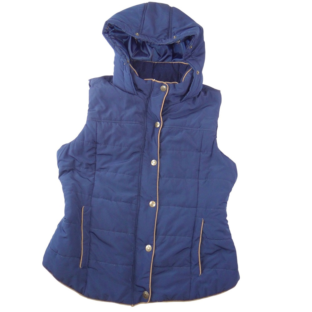 Prince & Fox Navy‎ Blue Quilted Puffer Vest with Detachable Hood XL